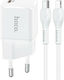 Hoco Încărcător cu Port USB-C și Cablu USB-C - Lightning 20W Livrarea energiei Albς (N10 STARTER)