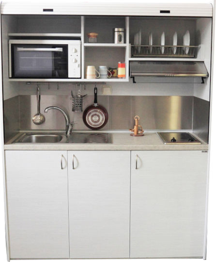 Silver ΚΣ160 Πολυκουζινάκι με Αριστερή Γούρνα 160x65x209cm Γκρι με Ρόζους