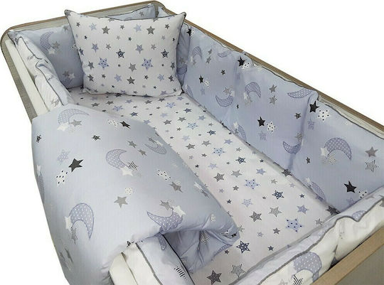 Beboulino Baby Crib Bedding Set Moon 8pcs Blue