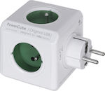 Allocacoc 4-Outlet PowerCube with USB without Cable White