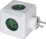 Allocacoc PowerCube 4 Steckdosen mit 2 Steckplätze USB ohne Kabel Weiß