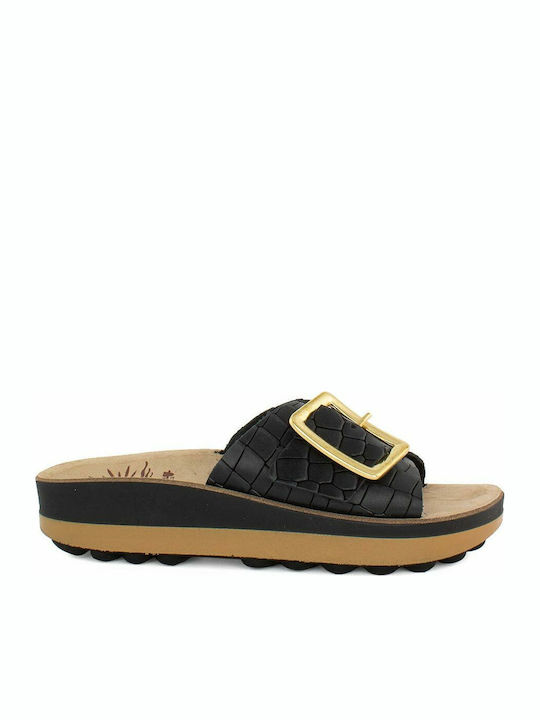 Lisa 35 Leather Women's Flat Sandals Anatomic in Black Color