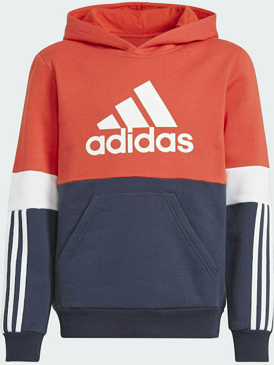 Adidas Kids Fleece Sweatshirt with Hood and Pocket Multicolour Colorblock