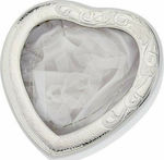 Prince Silvero Tabletop Heart Shaped Wedding Crown Case Silver/White 27x23cm