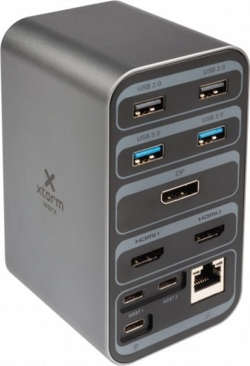 Xtorm MOB XWD001 Dockingstation für Laptops mit USB-C / Dual USB-C HDMI/DisplayPort 4K Ethernet und Verbindung 2 Monitore Grau