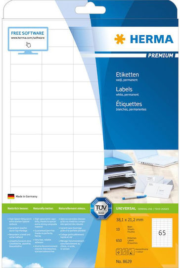 Herma 650 Self-Adhesive Rectangular A4 Labels 38.1x21.2mm