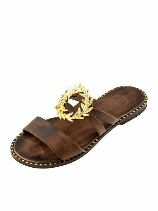 KOUROS LEATHER SANDALS-32-21-B1-B1-COFFEE