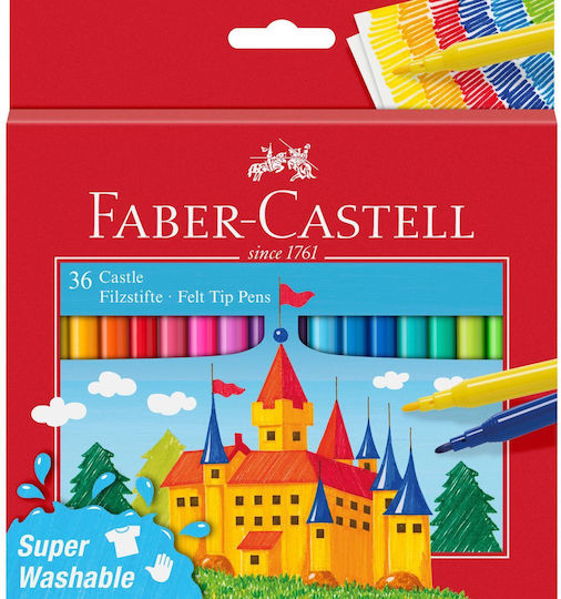 Faber-Castell 5542 Μαρκαδόροι Ζωγραφικής Λεπτοί, Πλενόμενοι Σετ 36 χρώματα