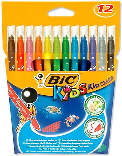 BIC Kids Couleur XL Μαρκαδόροι Ζωγραφικής Χονδροί, Πλενόμενοι Σετ 12 χρώματα