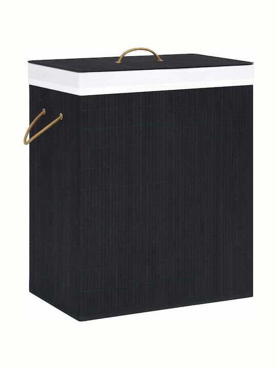 vidaXL Laundry Basket Bamboo Folding with Cap 43.5x33.5x65.5cm Black 83lt