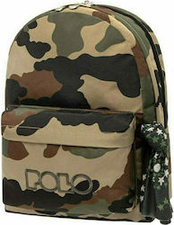 Polo Original Double 600D School Bag Backpack Junior High-High School in Khaki color L32 x W23 x H40cm 2023