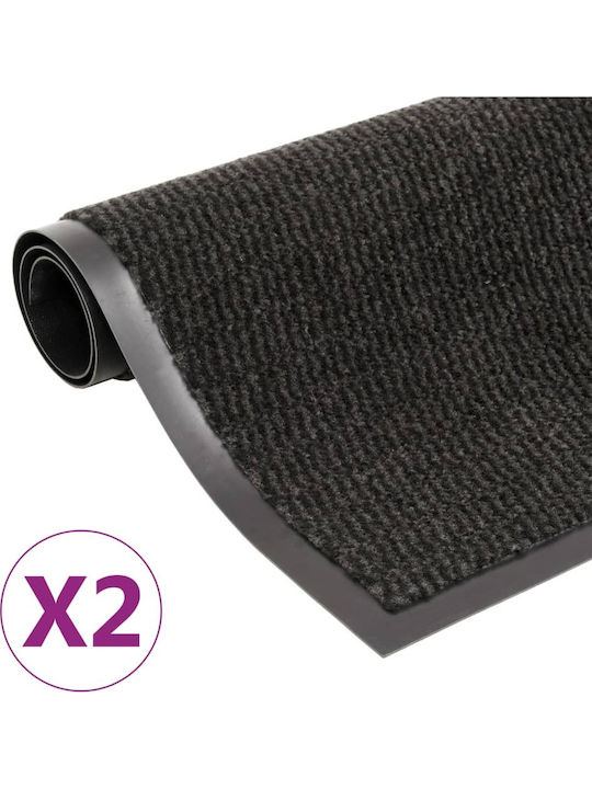 vidaXL Felt with Non-Slip Underside Doormats Black 120x180cm 2pcs