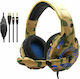 Komc G305 Over Ear Gaming Headset με σύνδεση USB / 2x3.5mm Καφέ
