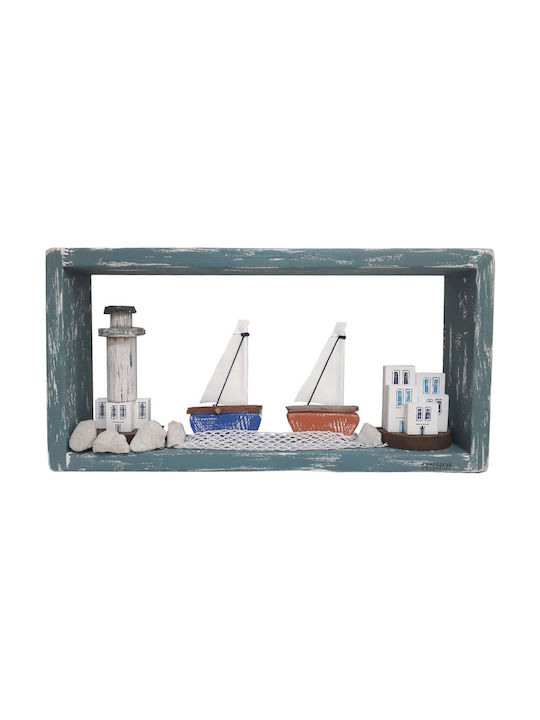 Kapadakis Wood Art Διακοσμητικό Τοίχου Νησιά Χειροποίητο Μπλε από Ξύλο 40x7x20cm