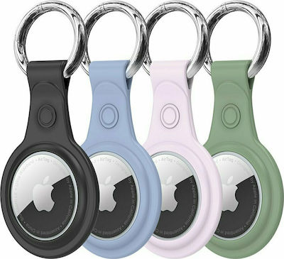 Dux Ducis Flexible Keychain Loop Silicone Keychain Case for AirTag Black / Green / Pink / Blue