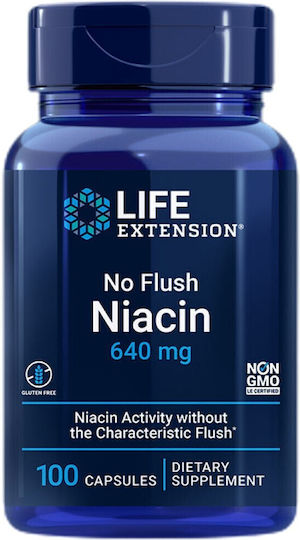 Life Extension No Flush Niacin Βιταμίνη για την Υγεία του Νευρικού Συστήματος 640mg 100 κάψουλες