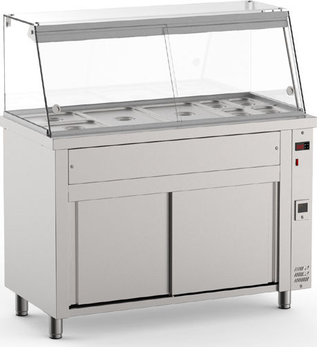 Inomak Bain-Marie Beheizte Ausstellungsvitrine Ben Mari mit 4 Plätzen für Gastronomen und Leistung 2520W B141 x T70 x H132 cm