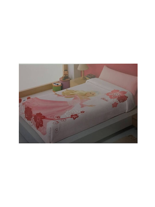 Manterol Casa Κουβέρτα Fleece Barbie Ροζ 160x240εκ.