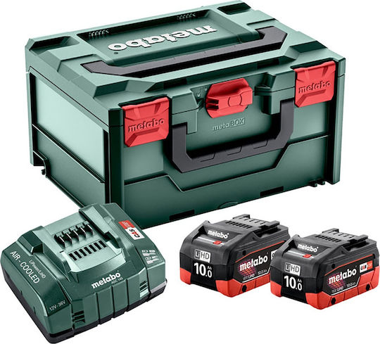 Metabo Set 2 Tool Batteries Lithium 18V Capacity 10Ah with Charger