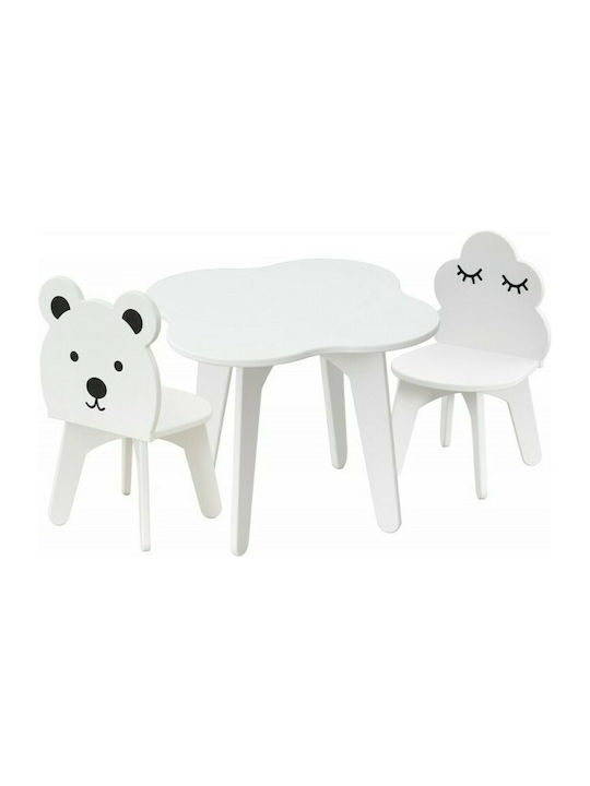 Σετ Παιδικό Τραπέζι με Καρέκλες από Ξύλο Λευκό