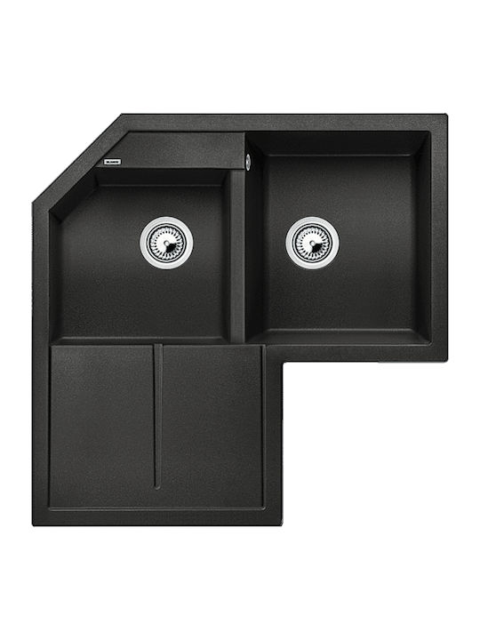 Blanco Metra 9 E 515576 Drop-In Chiuvetă Chiuvetă de bucătărie unghiulară Stânga din Granit Sintetic L83xW83cm Antracit