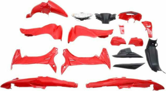 Σετ Πλαστικά Μοτοσυκλέτας με Φανάρι για Yamaha Crypton R 115 115 Κόκκινο 17τμχ