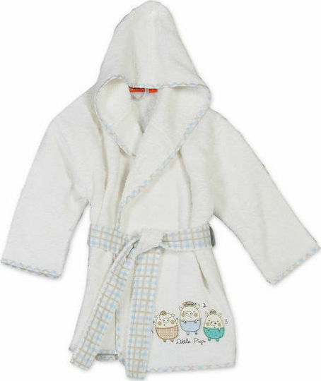 Nef-Nef Homeware Kids Hooded Bathrobe Pigs White