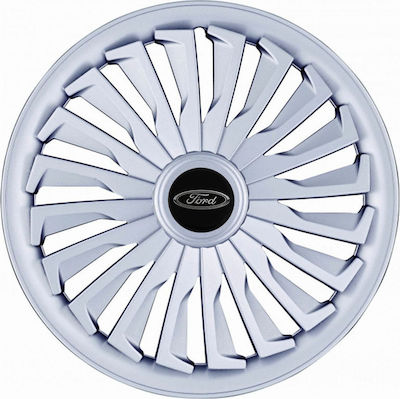 Jestic Car Hubcap Set Joy with Ford Emblem 14" 4pcs Silver