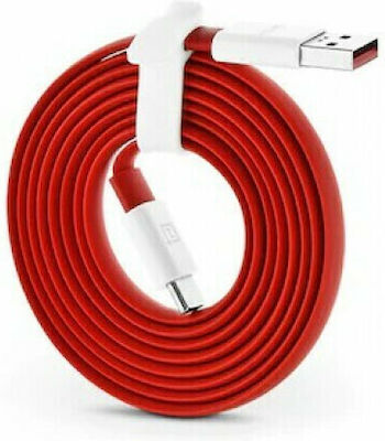 OnePlus Warp Flat USB 2.0 Cable USB-C male - USB-A male Κόκκινο 1m (C201A)