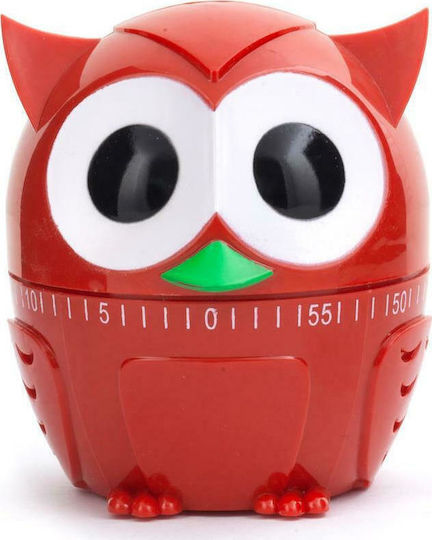 Kikkerland Analog Küchentimer Owl Countdown Red KT36B