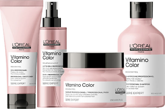 L'Oréal Professionnel New Serie Expert Vitamino Color Hair Care Set for Color Maintenance for Colored Hair with Shampoo, Mask and Conditioner 4pcs
