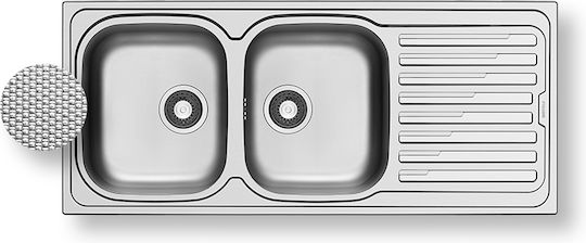 Pyramis Amaltia 2B 1D 107119201 Drop-In Spüle Inox Matt B116xT50cm Silber