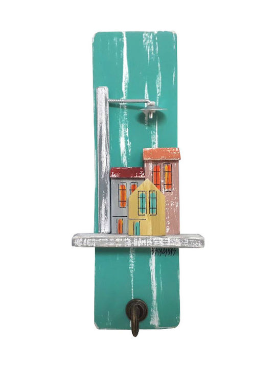 Kapadakis Wood Art Wall Hanger Homes With Column Wooden Multicolour 7x5x24cm