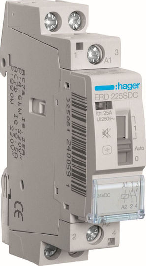 Hager 24V DC 25A 2NO Αθόρυβος ERD225SDC