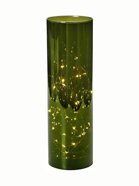 Christmas Illuminated Decorative Jar 6.5x6.5x15cm Glass Cylinder with Led 6.5x15cm
