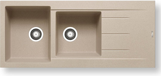 Pyramis Alazia 1 3/4B 1D Drop-In Kitchen Sink made of Liquid Granite M116xP50cm Beige