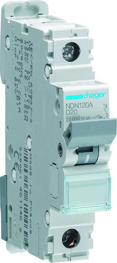 Hager Automatic Circuit Breaker 20A Single-pole AC NDN120A
