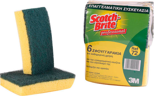 Scotch Brite Νο72 Σετ Σφουγγάρια Πιάτων Κίτρινα 6τμχ