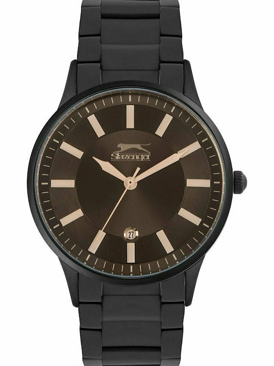 Slazenger Herrenuhr 43mm Batterie mit Schwarz Metallarmband