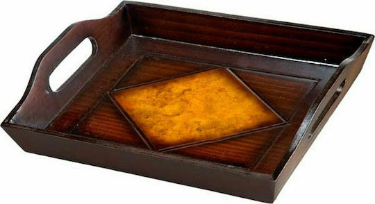 JK Home Decoration Ξύλινος Δίσκος Σερβιρίσματος 25x22x4cm