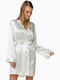 Minerva Braut Damen Satin Robe Weiß Gossip