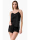 Minerva Women's Satin Pyjama Top Black