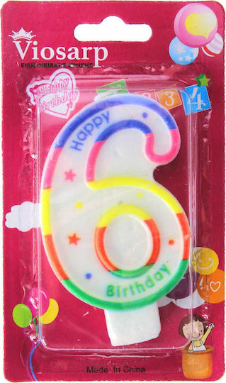 Viosarp Birthday Candle Number "6" Multicolored VC1929-6