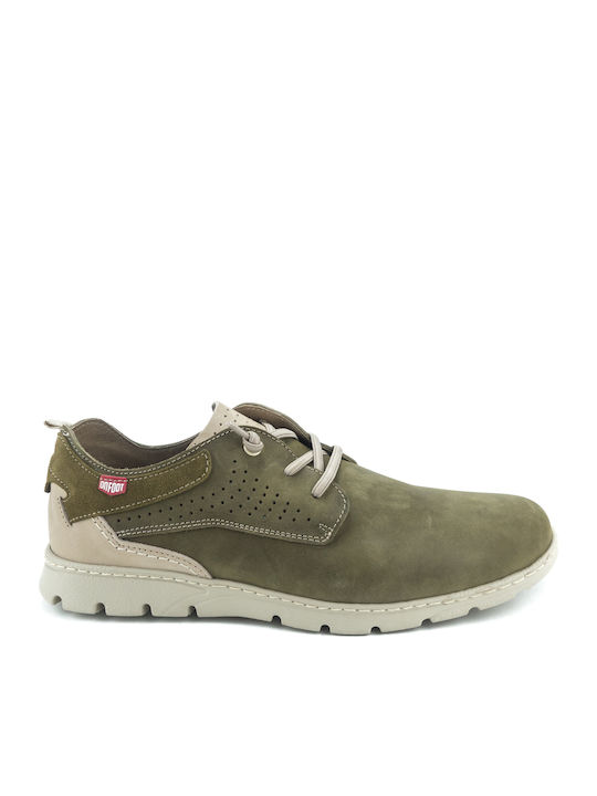 On Foot Men's Leather Casual Shoes Green