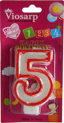 Viosarp Birthday Candle Number "5" in Red Color VC091-5