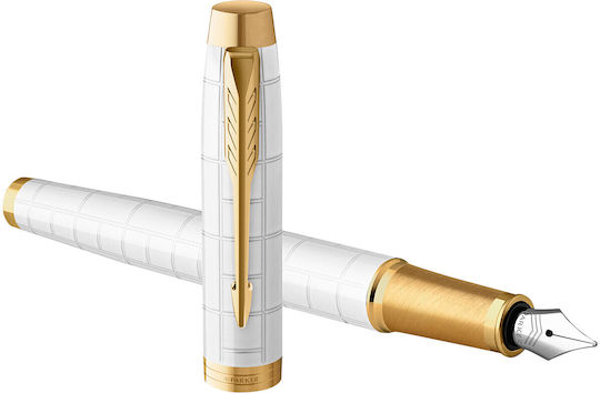 Parker I.M. Premium Писалка Medium Бяла от Inox с Червено Мастило