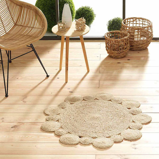 L-C Cordou Teppich Rund Sommer Korbweide Beige