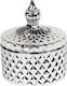 Keskor Φοντανιέρα Glas mit Deckel 8.5x8.5x10cm Silber