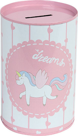 Keskor Unicorn Children's Money Box Metal Pink 8.5x8.5x13cm