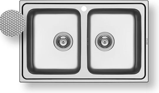 Pyramis Alea 2B 107155301 Drop-In Spüle Inox Matt B79xT50cm Silber